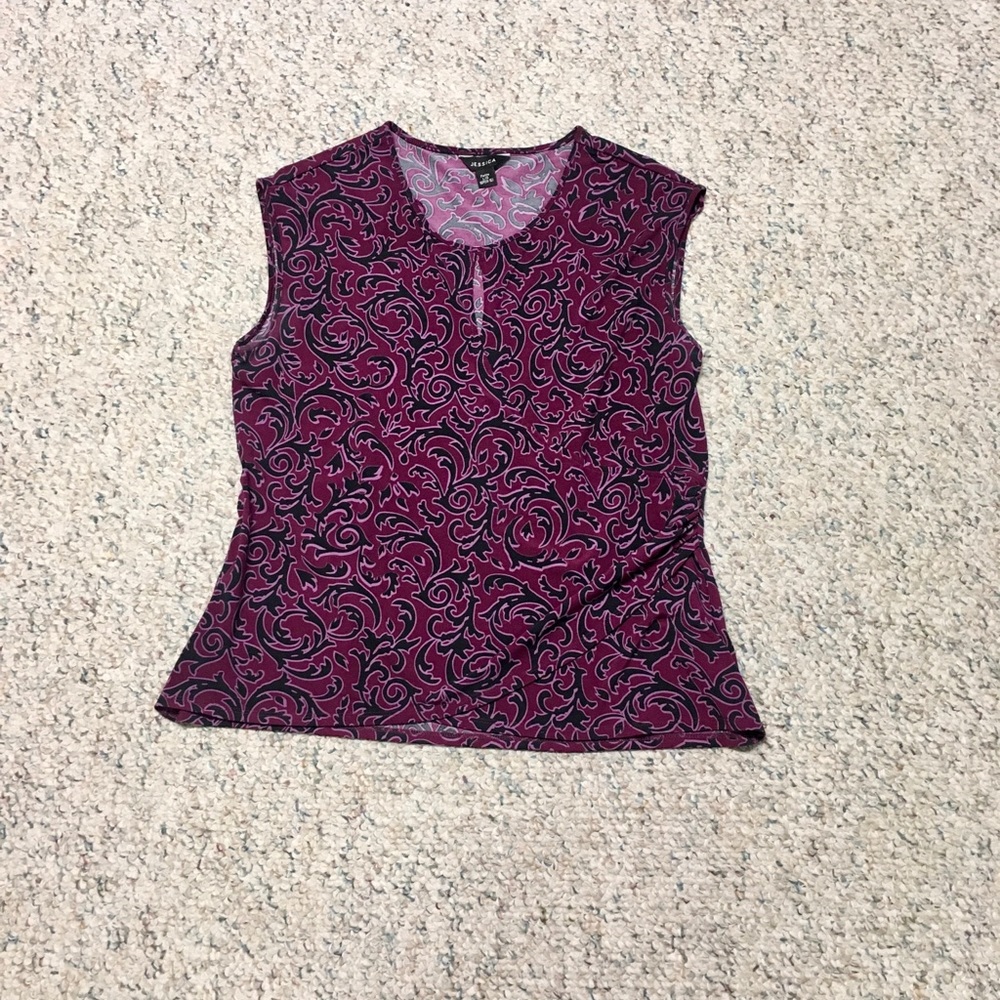 Sleeveless Keyhole Blouse, Size L